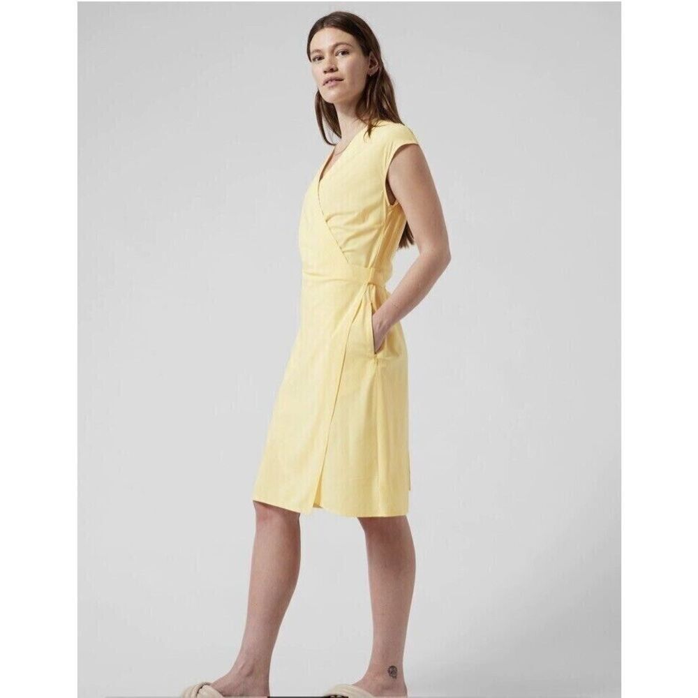 ATHLETA Newport‎ Wrap Dress PLUS SIZE SMALL LUNARIA YELLOW
